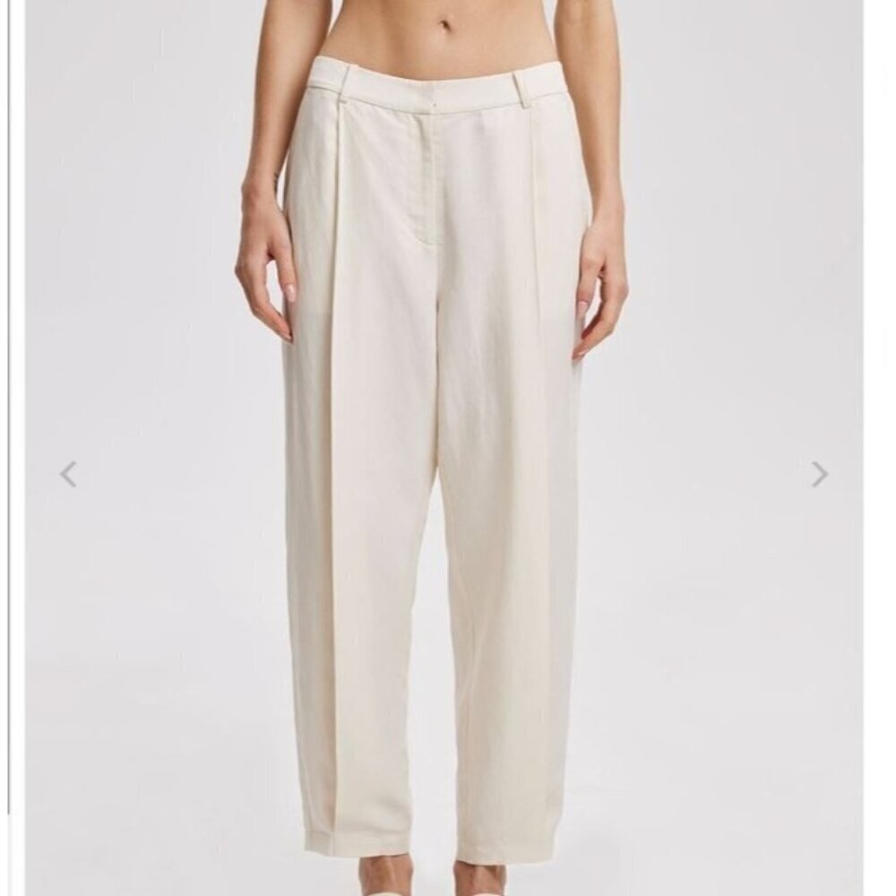 Lattelier Linen Blend Tapered Pants Women Size XL NWT Oversized Pleated Tapered